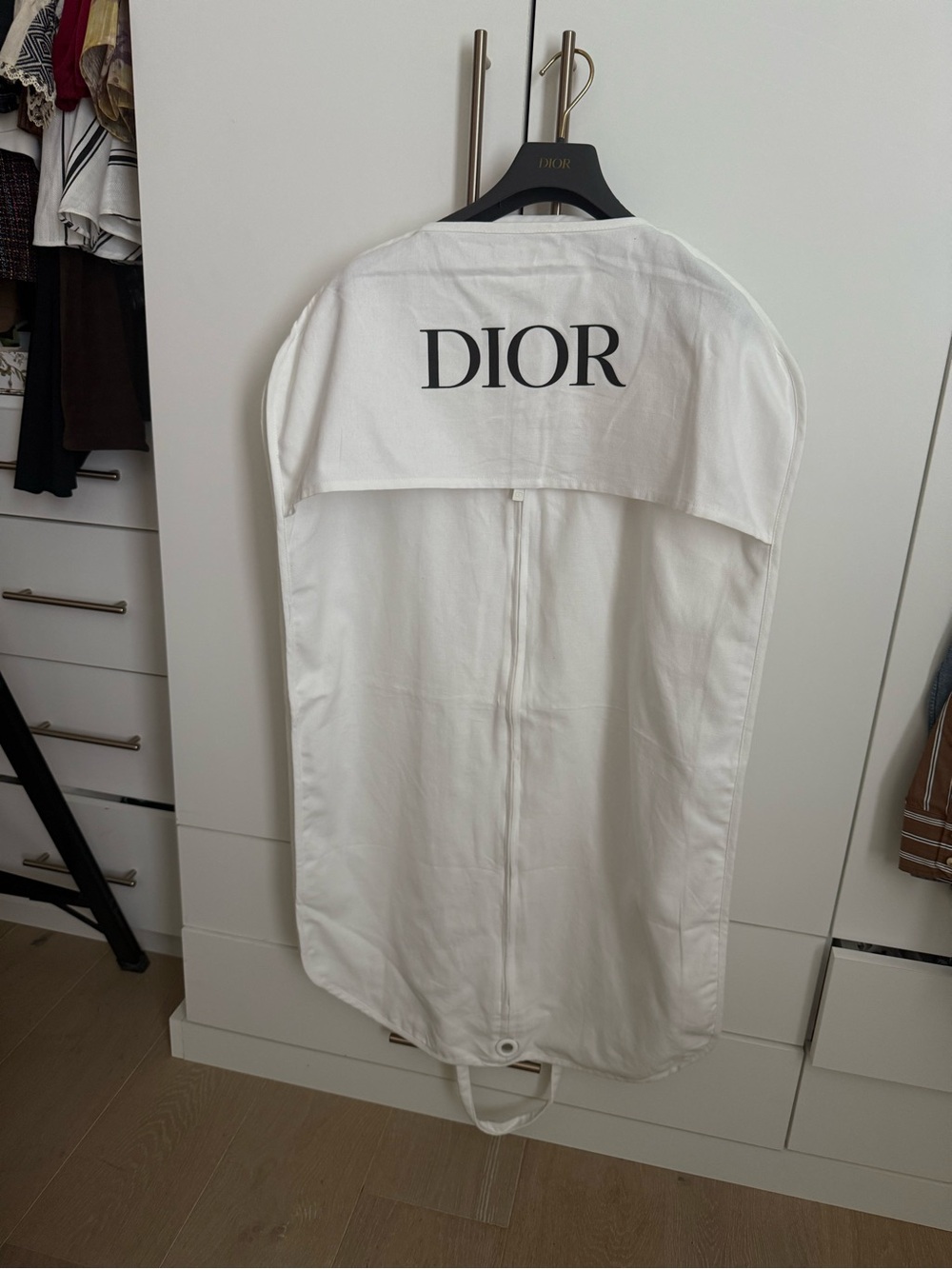 DIOR White Garment Bag with Logo